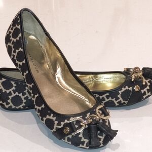 Tommy Hilfiger Black and Gold Patterned Flats